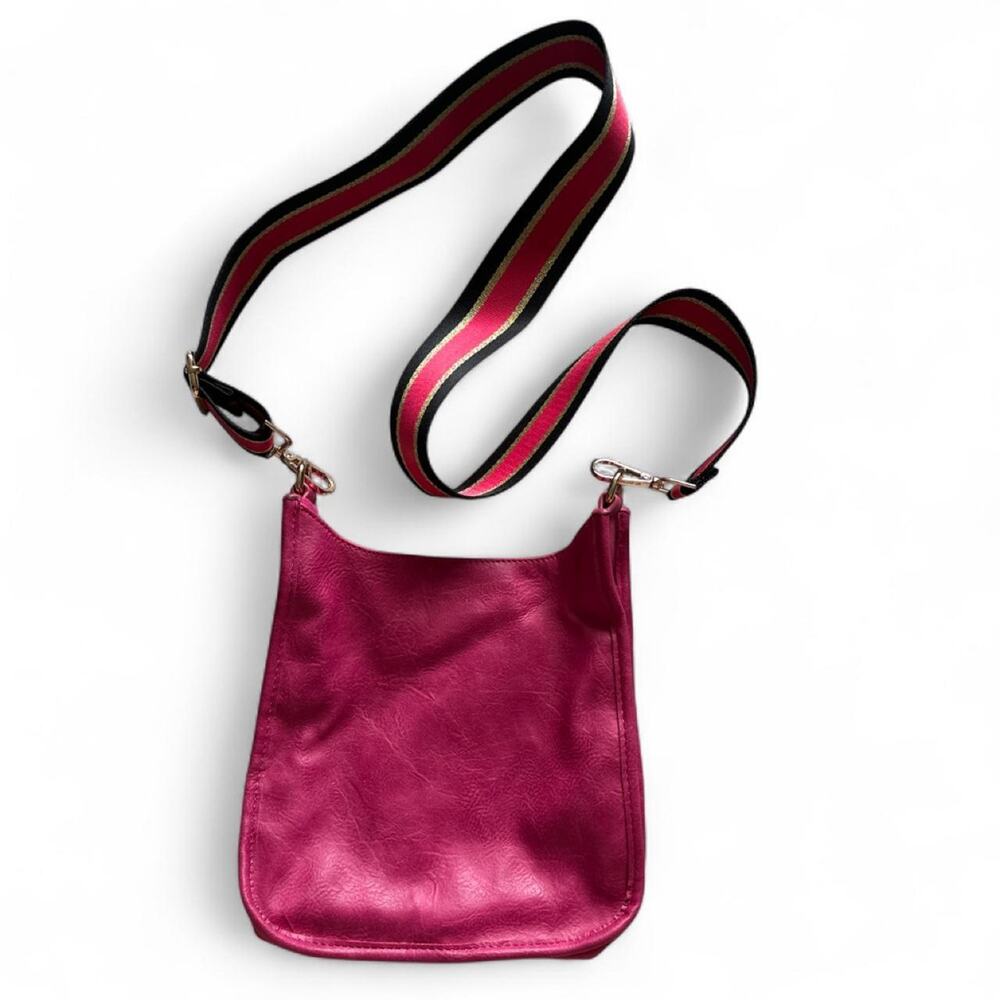 Ahdorned Hot Pink Vegan Leather Messenger Bag Purse Crossbody